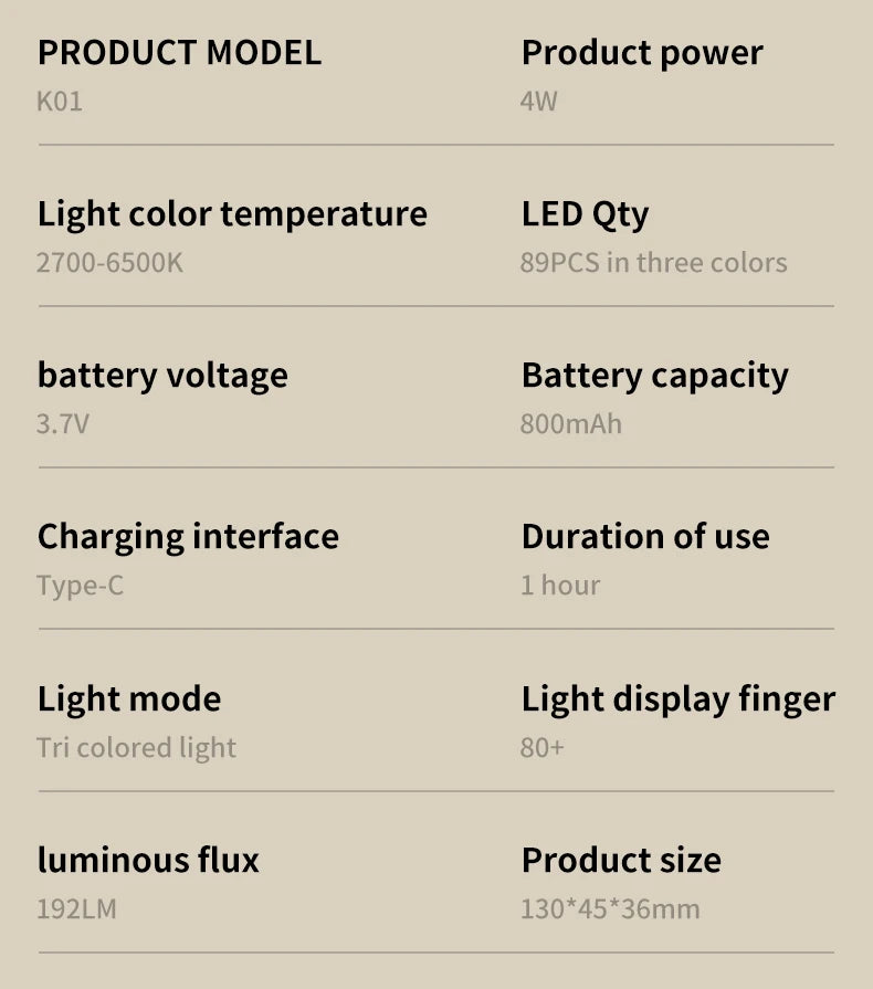 Phone Selfie Light 2700K-6500K Portbal Pocket Make UP Fill Light with Rechargable Battery Clip Rig Photo Lamp for Beauty Ring