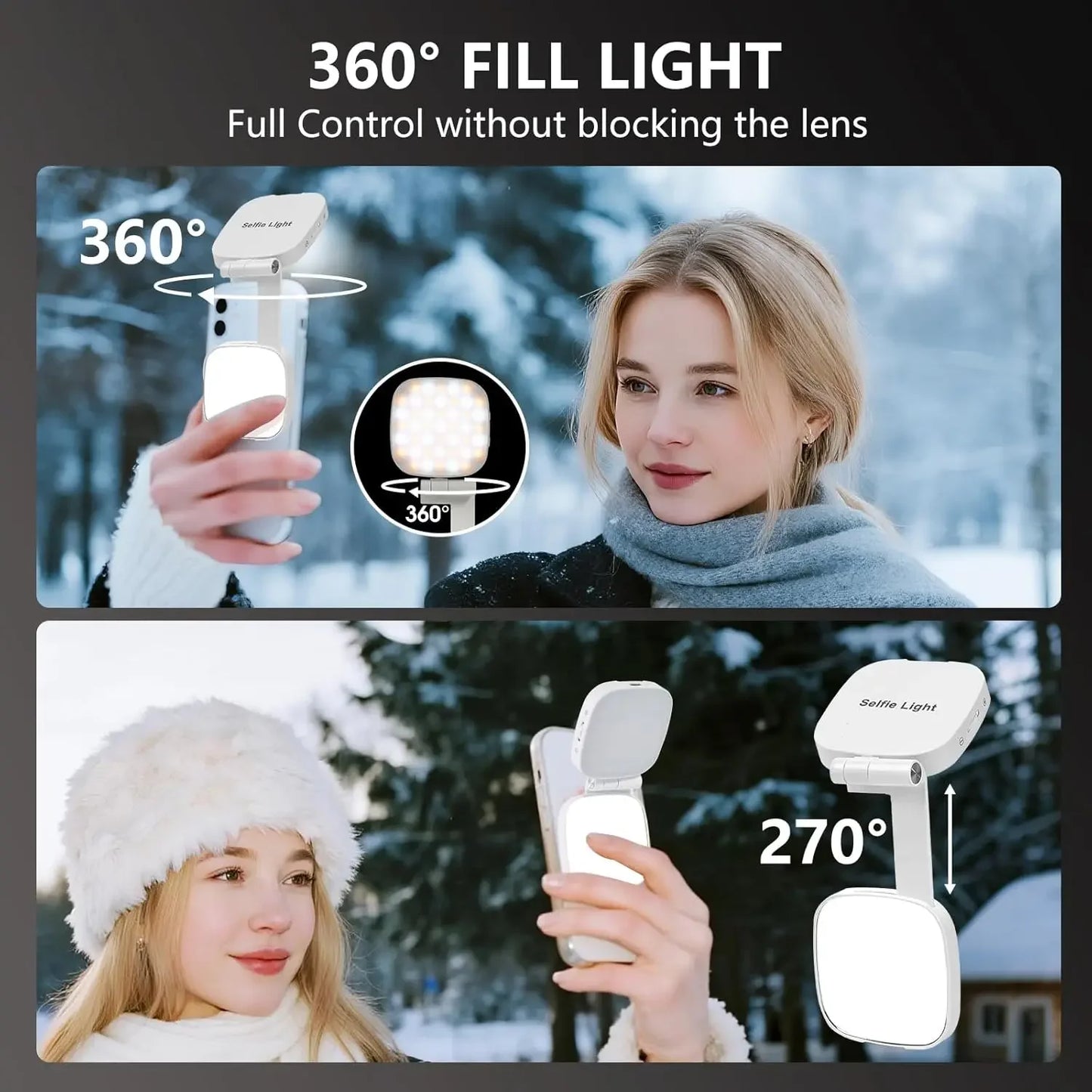 Magnetic Selfie Light for MagSafe iPhone 360° LED Ring Fill Light with Mirror Perfect for Selfies Vlog