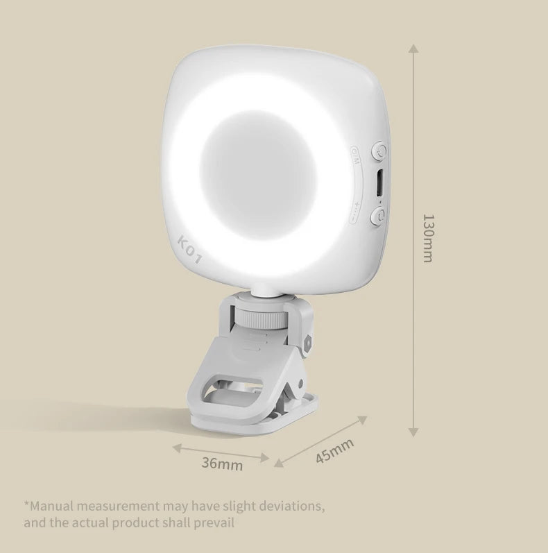 Phone Selfie Light 2700K-6500K Portbal Pocket Make UP Fill Light with Rechargable Battery Clip Rig Photo Lamp for Beauty Ring