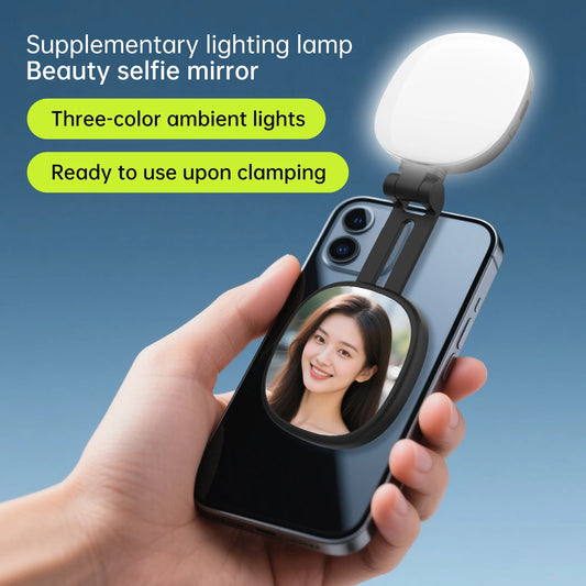 Magnetic Selfie Light for MagSafe iPhone 360° LED Ring Fill Light with Mirror Perfect for Selfies Vlog